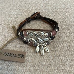 NWT Leather and Bead Bracelet